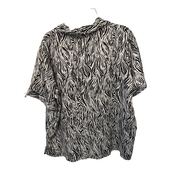 Cabernet Petites Shirt Womens XL Black White Zebra Animal Print Button Up Top - Picture 5 of 7